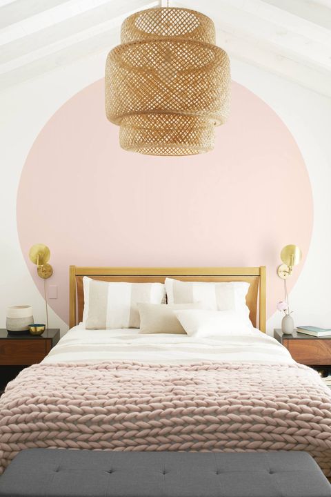bedroom ideas  pink wall feature