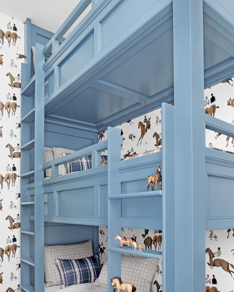 bedroom wall decor ideas blue bunk beds horse wallpaper