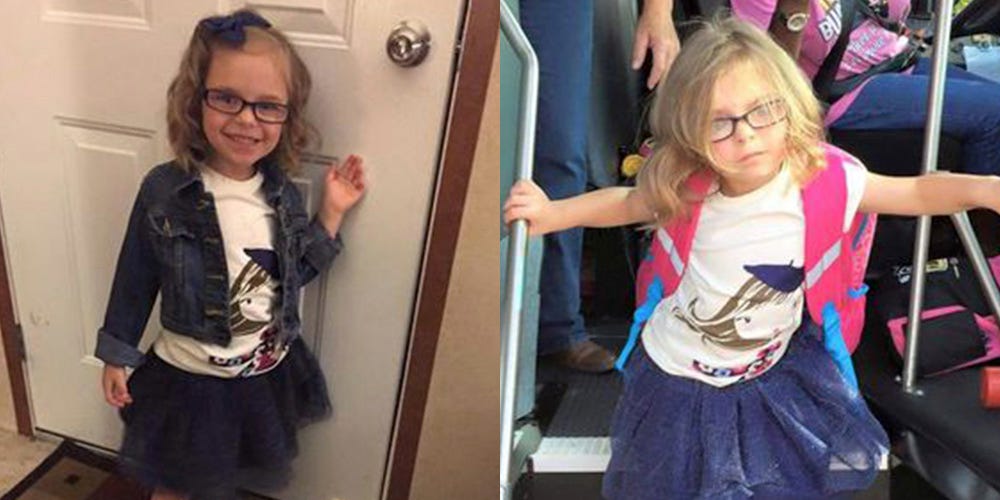 5-Year-Old's Before and After First Day of School Photos Go Viral