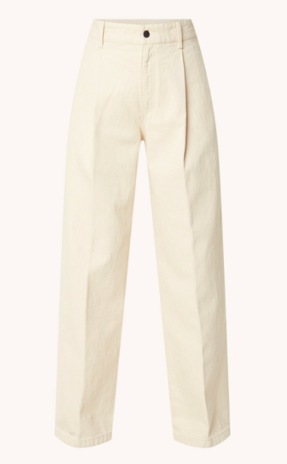 beige high waist wide leg jeans van vanilia via de bijenkorf