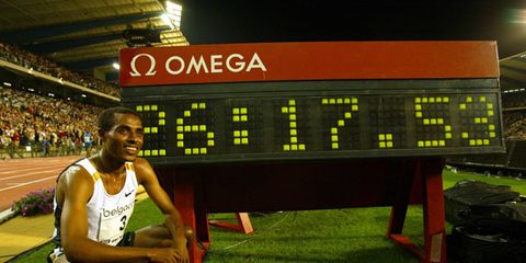 Kenenisa Bekele after setting the 10,000-meter world recod