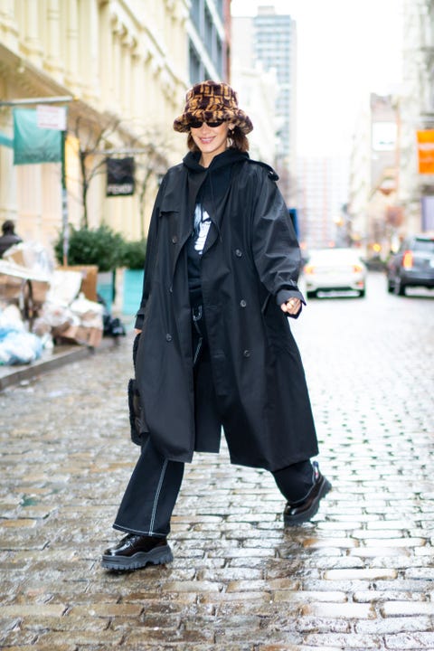 Bella Hadid wears ASOS bucket hat at NYFW