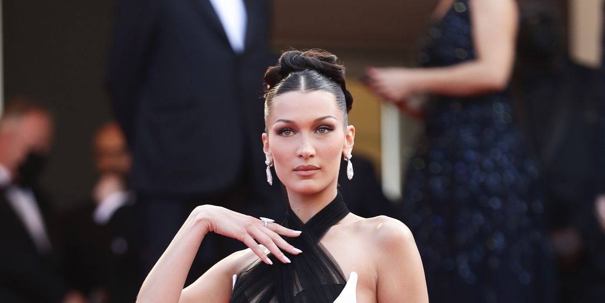 Bella Hadid Wears a Black and White Column Gown at Cannes Film Festival ...