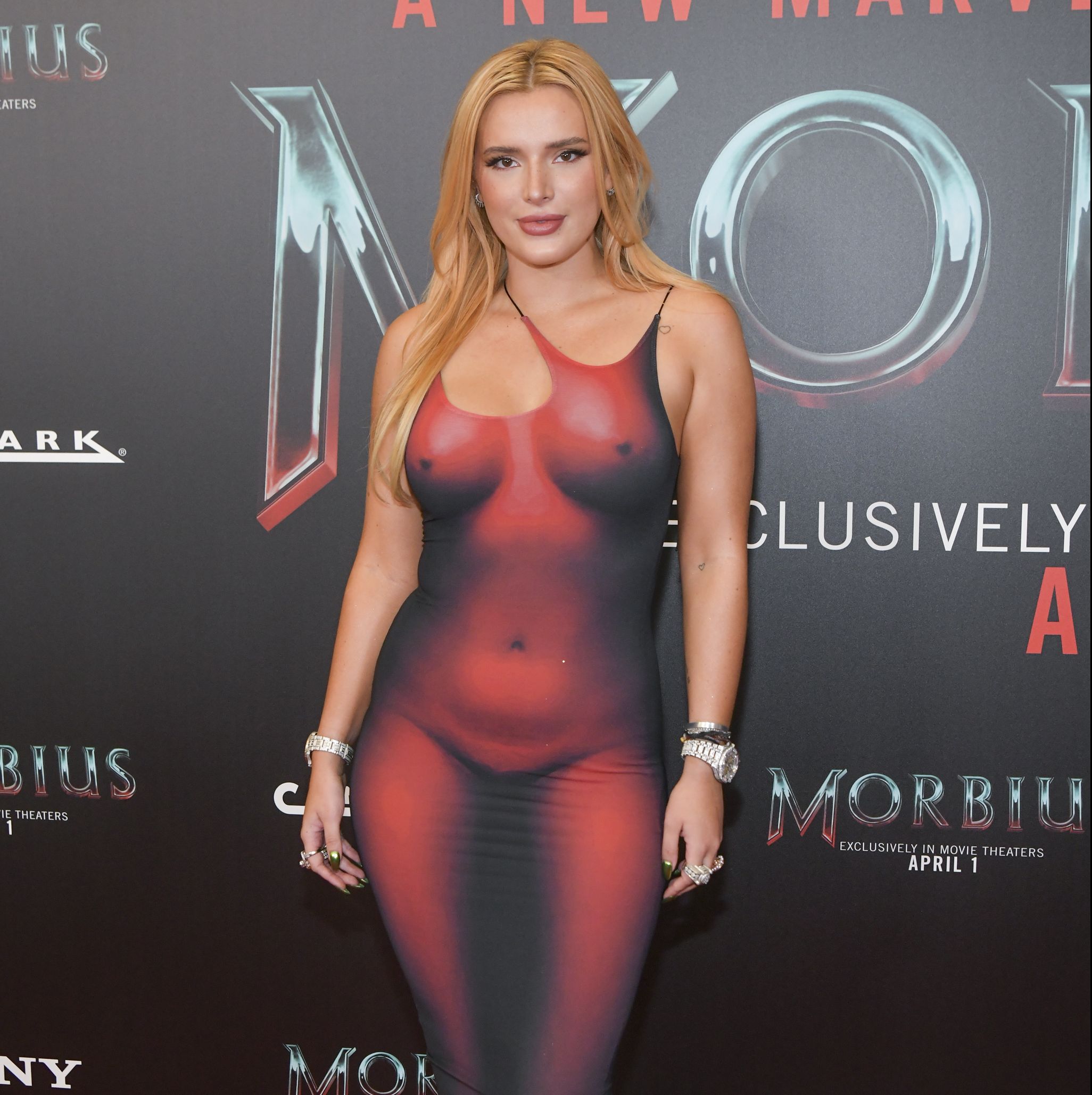 Bella Thorne Stepped Out in a Optical Illusion Dress Designed to Make Her Look Fully Naked