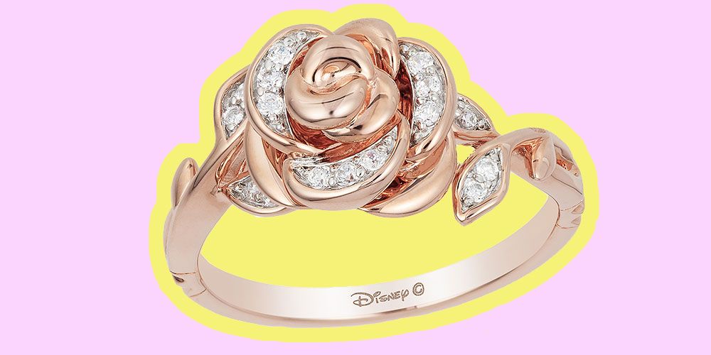 4 Plastic Disney PINK DIAMOND PRINCESS RING PARTY Belle Cinderella Favor 
