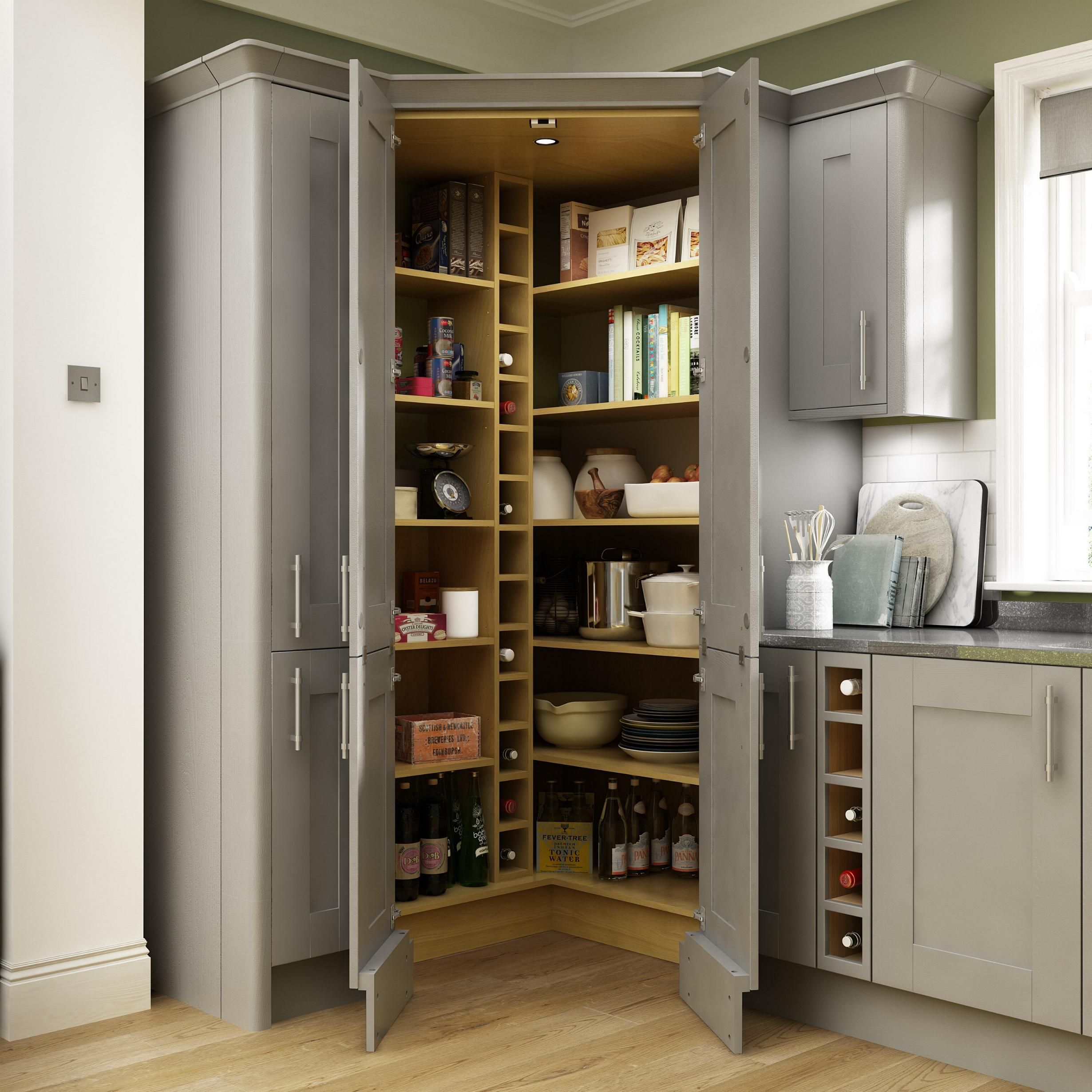 21 Pantry Ideas Larder Cupboard, Kitchen Corner Pantry Cabinet Ideas