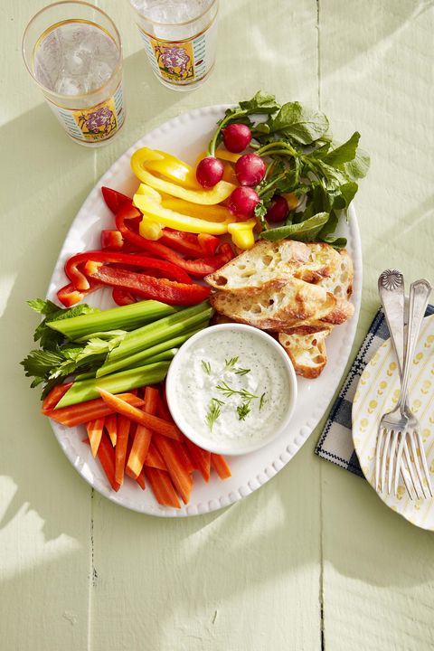 platter with veggies and dip
