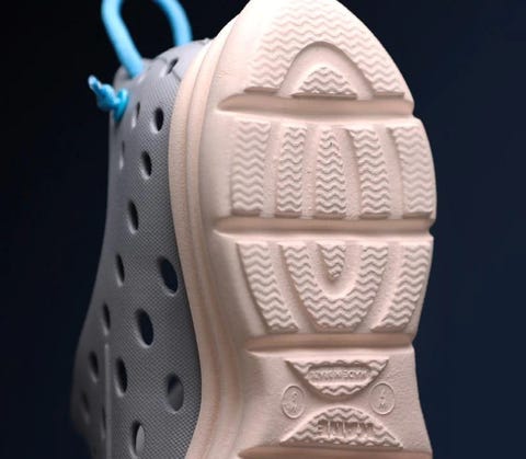 close up of the bottom heel of a kane revive shoe