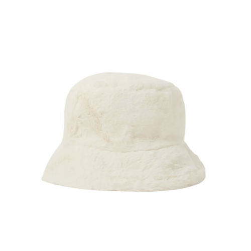 grey fur bucket hat