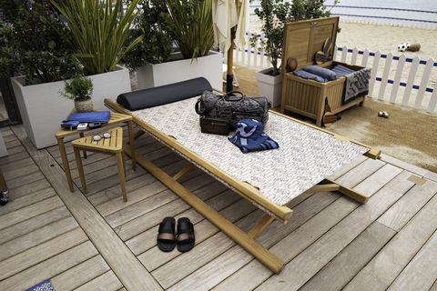 the berluti x tectona daybed at the collection's unveiling in cannes
