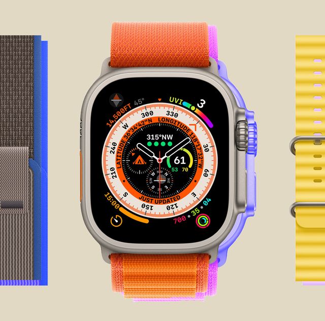 collage of apple watch and band