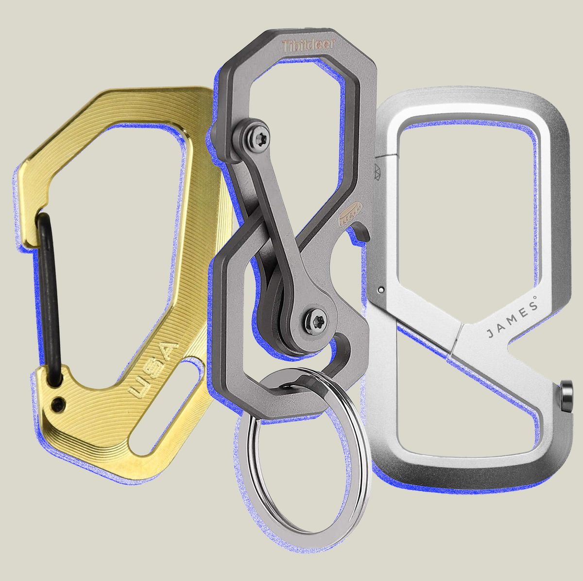 The Guide TOP / Titanium Edc Keychain Bi-carabiner, With Swivel Takes  Turns. 