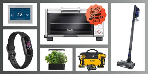 cyber monday sales on amazon including smart thermostats, shark ix141 pet cordless stick vacuums, breville mini smart toaster ovens, fitbit luxe fitness and wellness trackers, 
aerogarden harvest with gourmet herb seed pod kits, dewalt 20v max cordless drill combo kits, and more