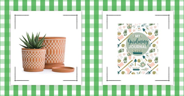 two plant pots and a garden journal