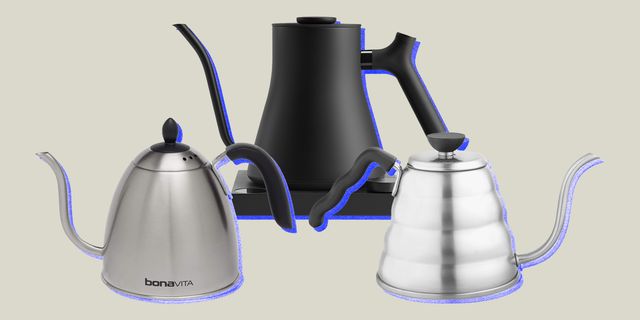 collage of three gooseneck kettles