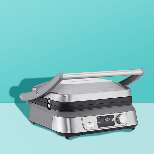 a cuisinart indoor grill on a blue background