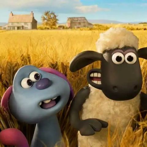 shaun hides in a wheat field with an alien in a scene from shaun the sheep farmageddon the movie is a good housekeeping pick for best kids movies on netflix