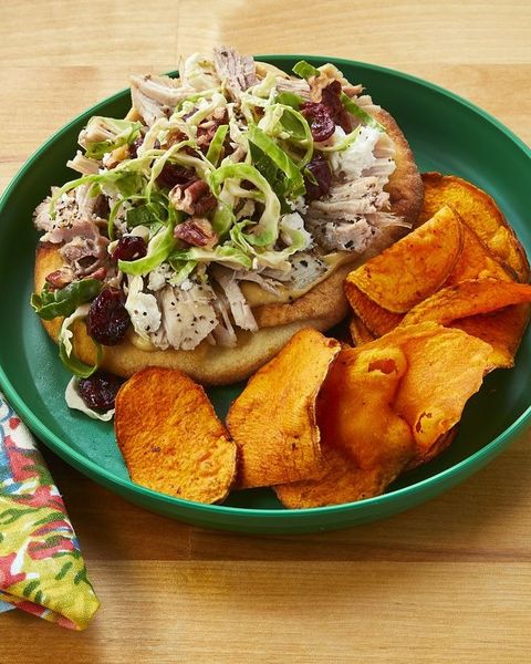 leftover turkey cranberry flatbreads with sweet potato chips