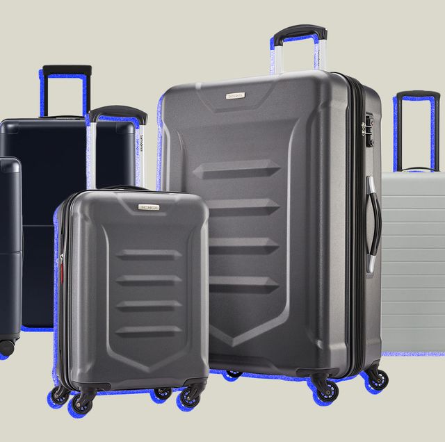 collage of three luggage sets