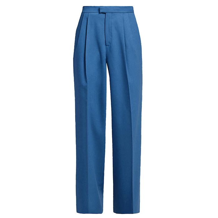Blue Farfetch Men Clothing Pants Straight Leg Pants Wool and cotton-blend trousers 