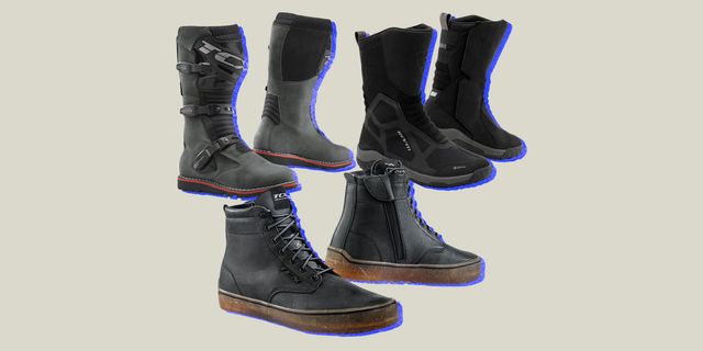 collage of three motorcycle boots