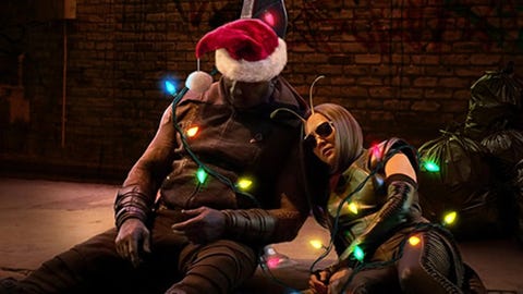 a scene from the guardians of the galaxy holiday special, a good housekeeping pick for best movies for kids in 2022