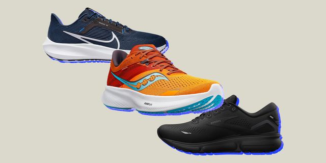 collage of three running shoes