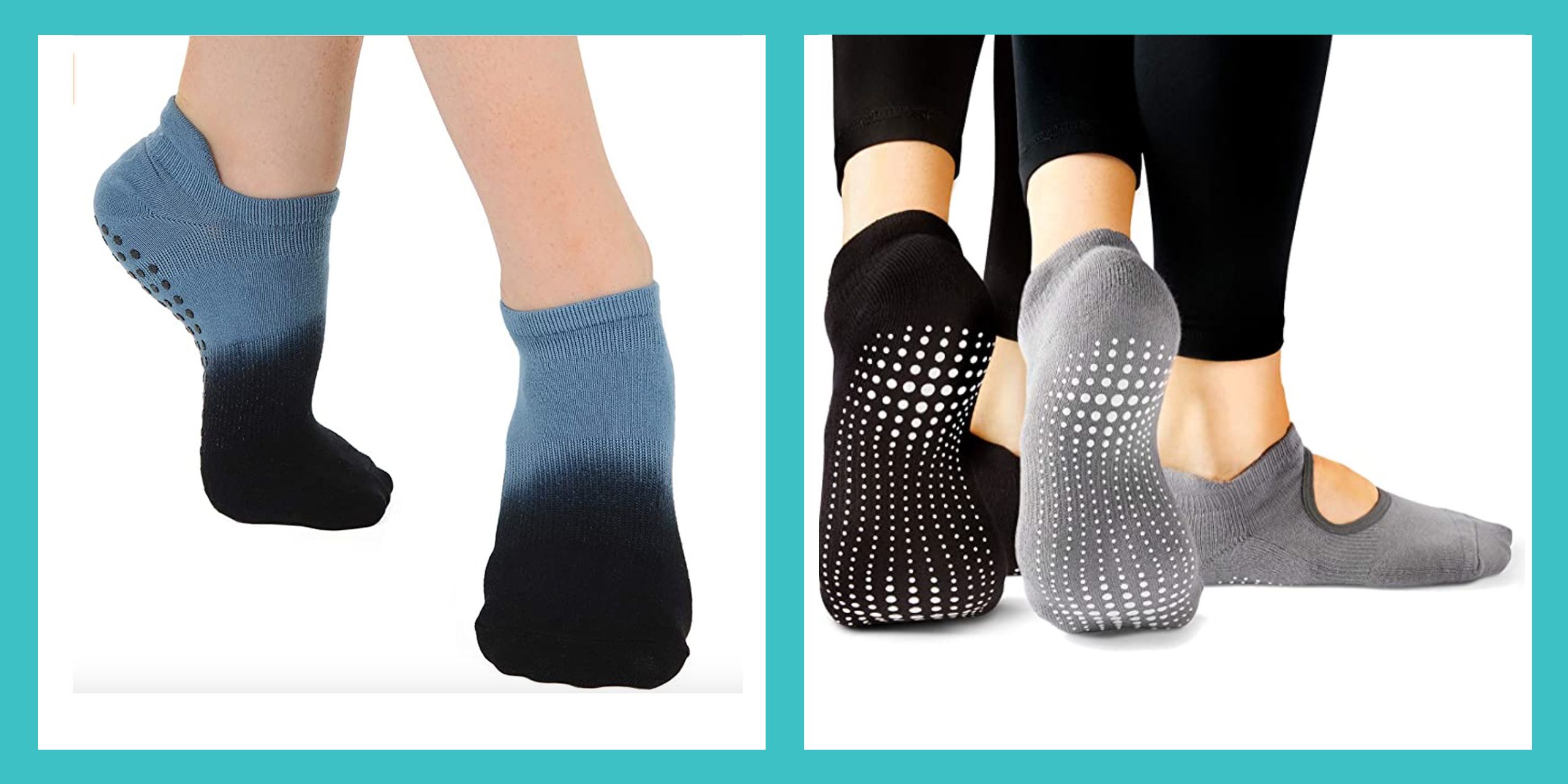 SANIQUEEN.G 2 Pairs Yoga Socks Non Skid Socks with Grips Barre Socks Pilates Cotton Socks for Women and Girls 