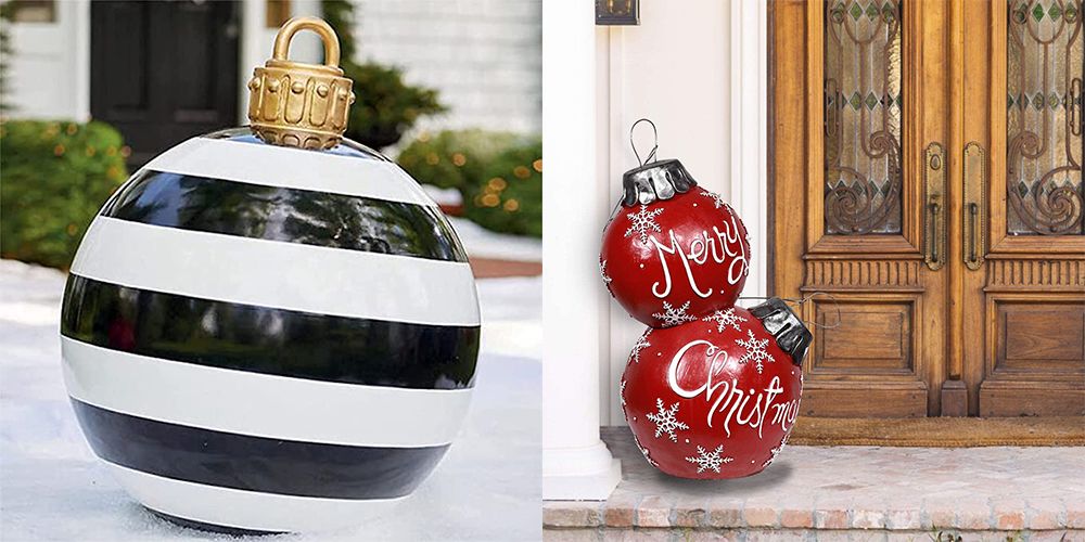 Light Bulb Ornament Red Silver Christmas Tree Ornament XL 10” 