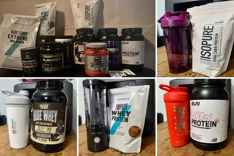 collage of protein powders