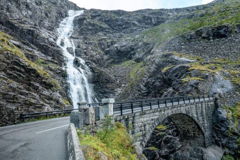 Trollstigen Mountain Road With Waterfalls In Norway best road trips