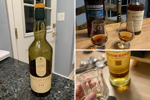 collage of scotch whiskey bottles