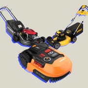 collage of mowers
