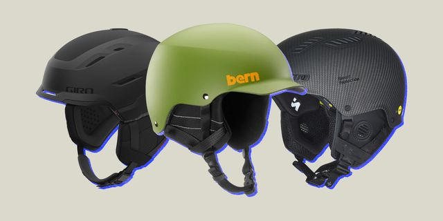 collage of 3 ski helmets