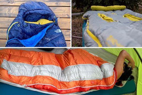 collage of three sleeping bags