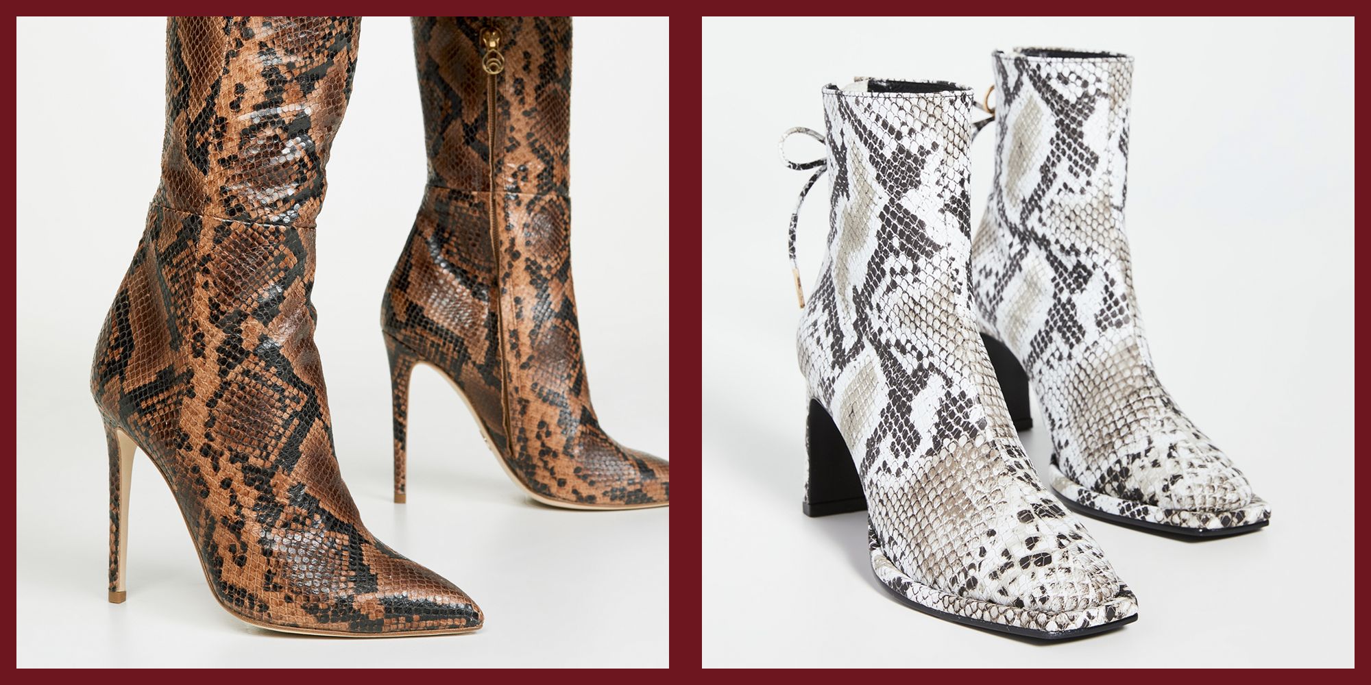 snake skin bootie heels