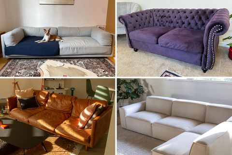 collage of sofas