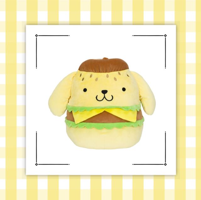 a lemon squishmallow and a sanrio burger squismallow