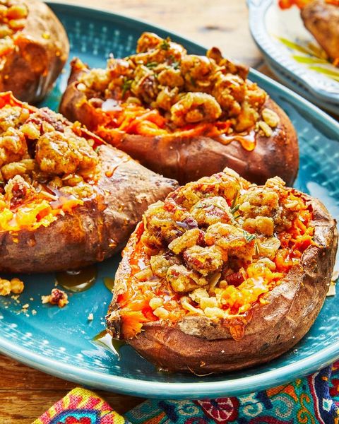 twice baked sweet potatoes with streusel