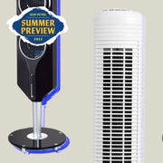 a collection of three tower fans