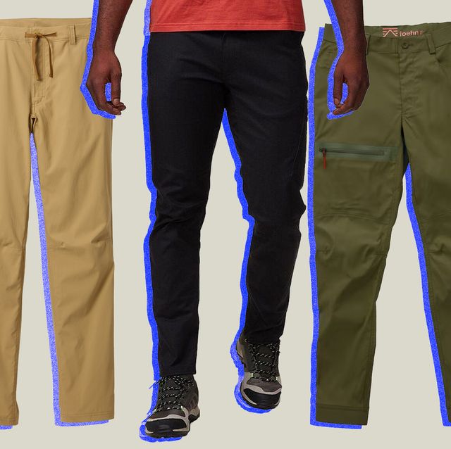 collage of three travel pants