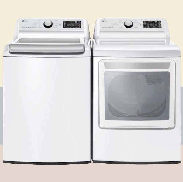 washer and dryer in white side by side