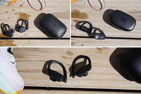 Zmontowane bezprzewodowe słuchawki douszne z zaczepami na ucho