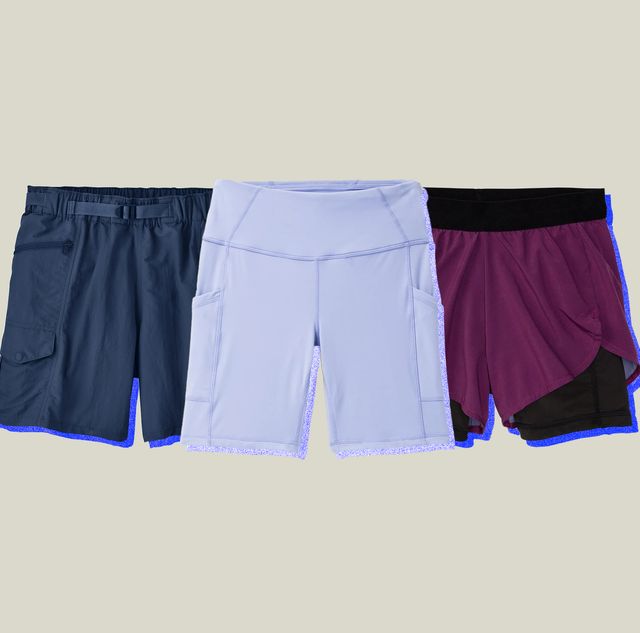 three pairs of womens hiking shorts