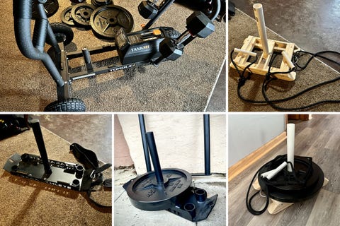 collage of workout sleds