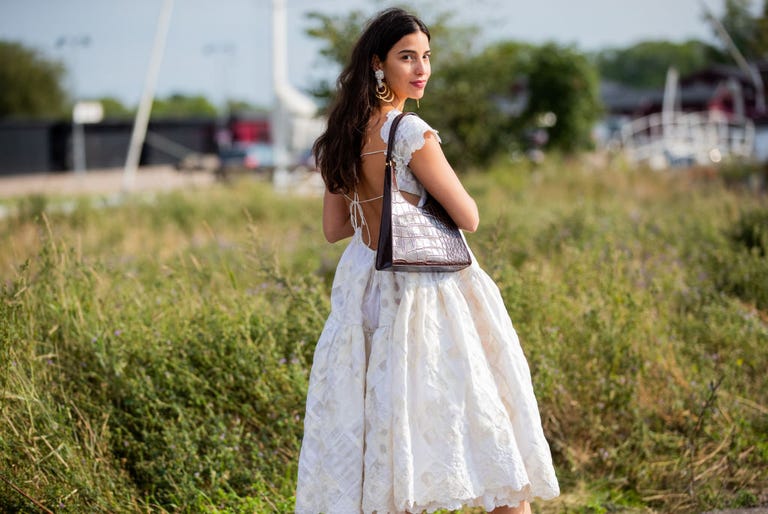 Woman wearing white dress