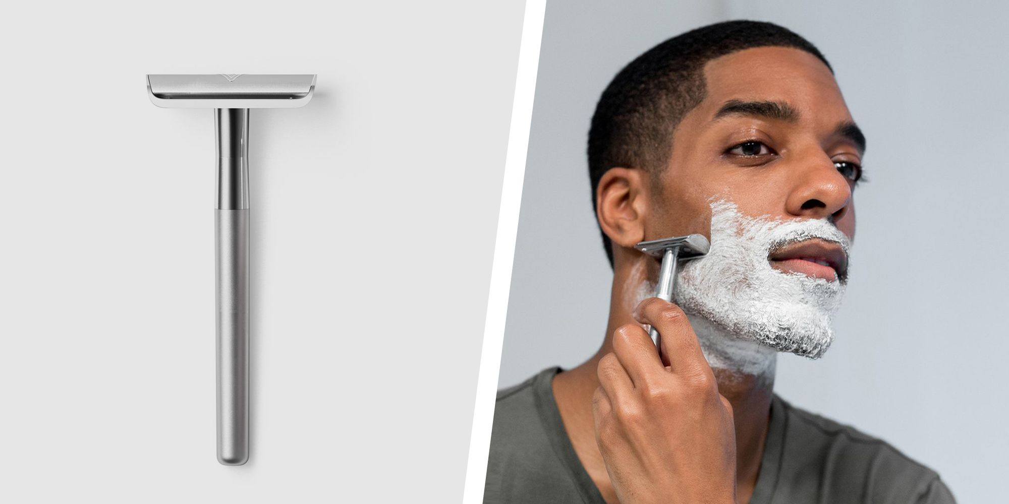 shaving facial hair with razor