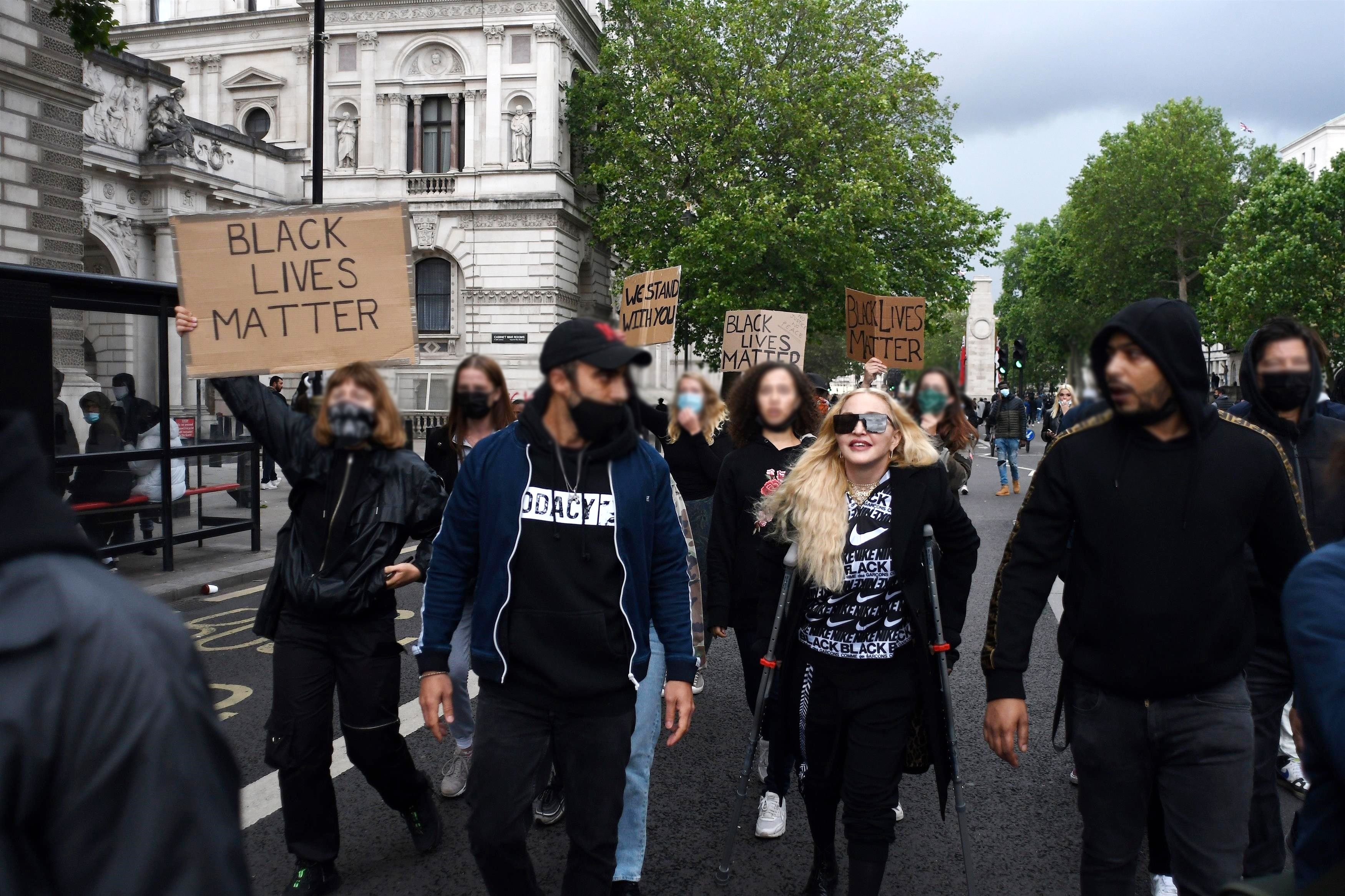 Madonna Uses Two Crutches At Black Lives Matter Protest London