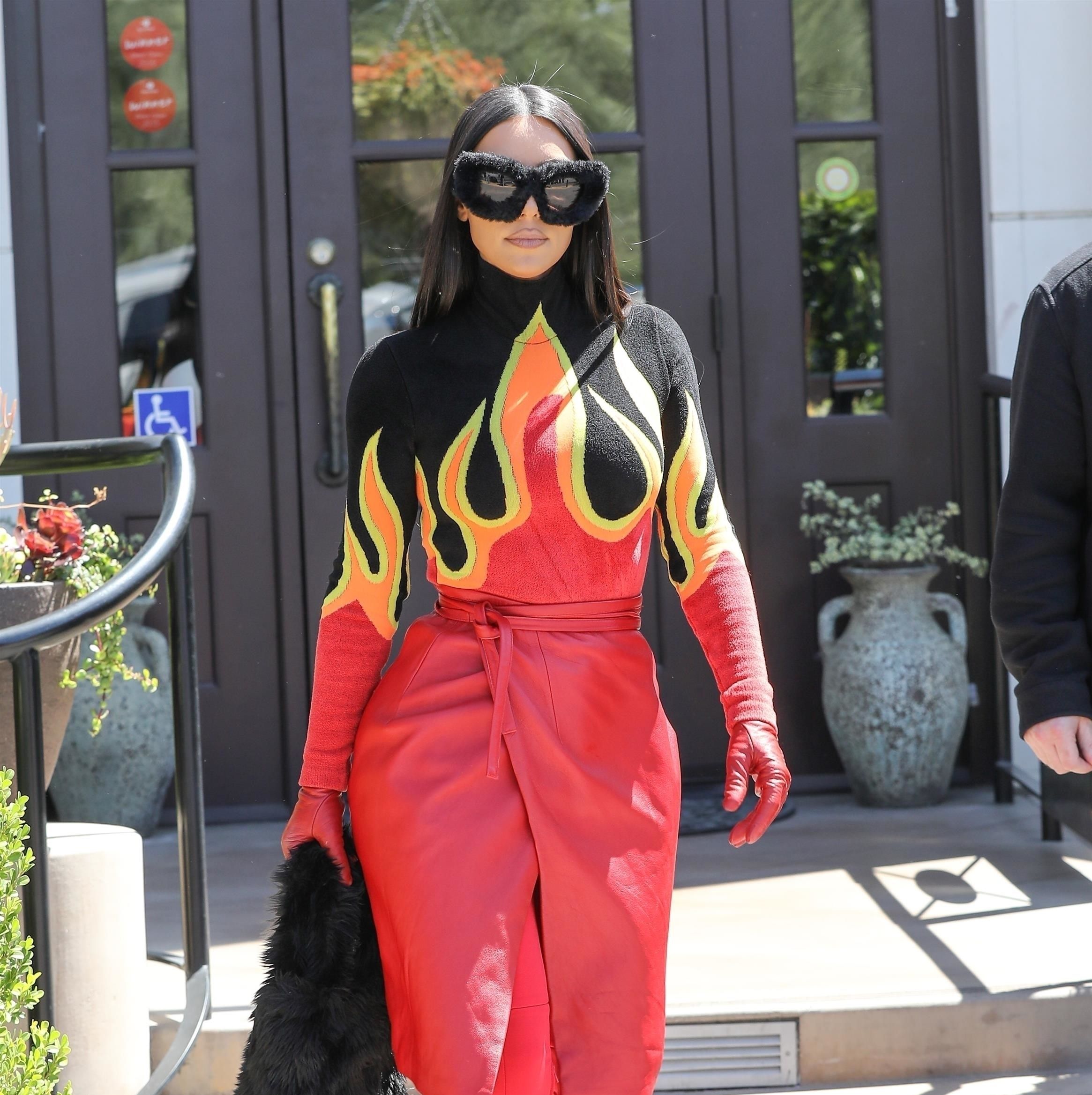 Kim Kardashian Wore a Flames Turtleneck to Lunch in Los Angeles, and It's Giving Elastigirl