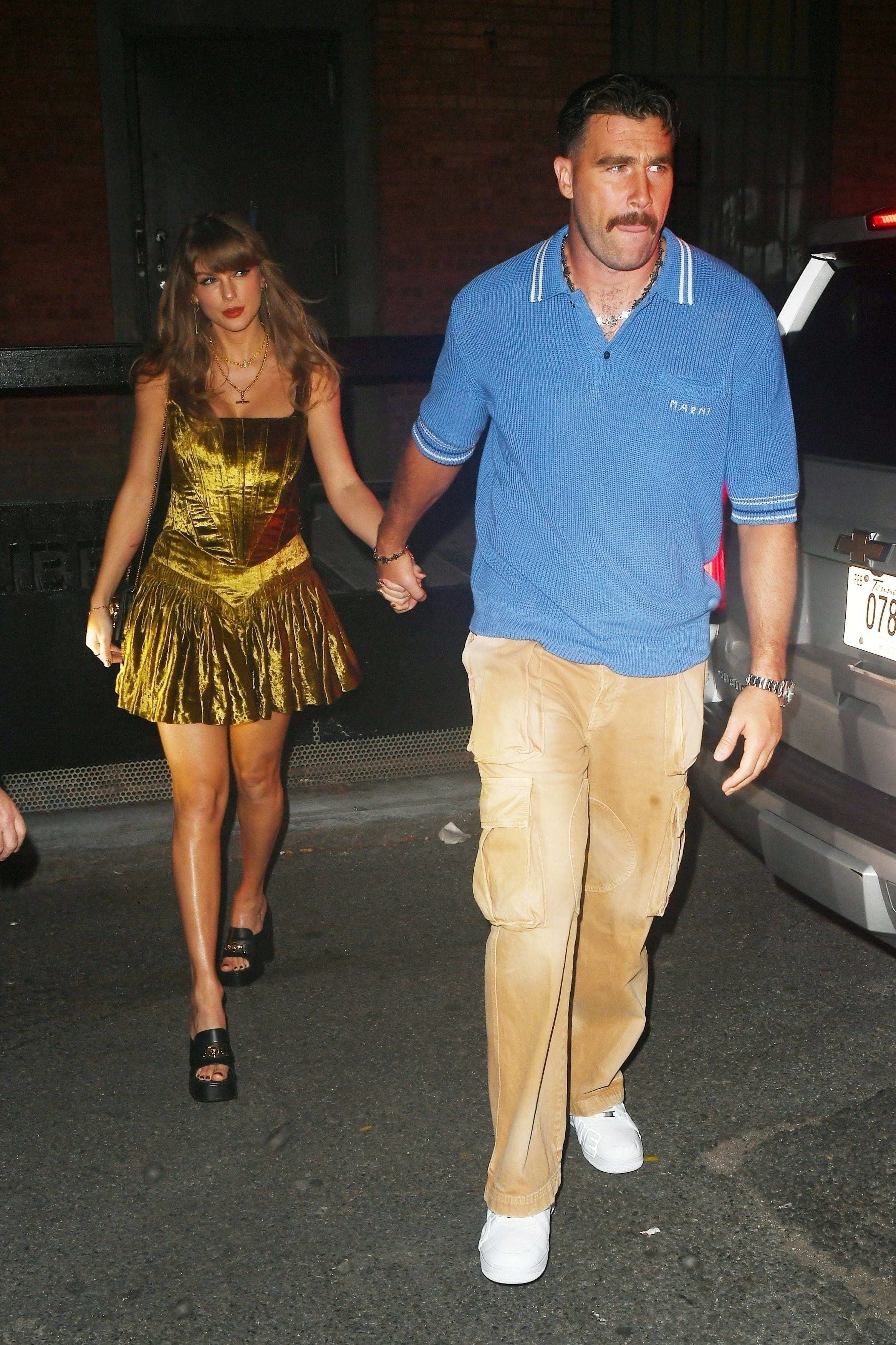 Taylor Swift Is Travis Kelce's Biggest Cheerleader in a Crushed Velvet Set